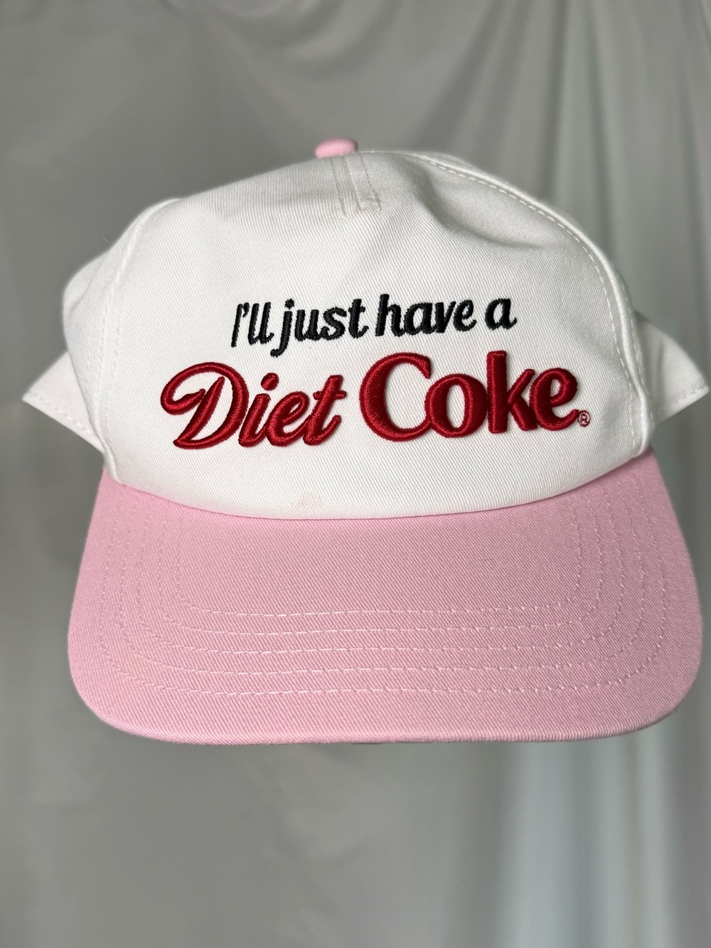 Diet Coke Pink White Embroidered Baseball Cap Hat